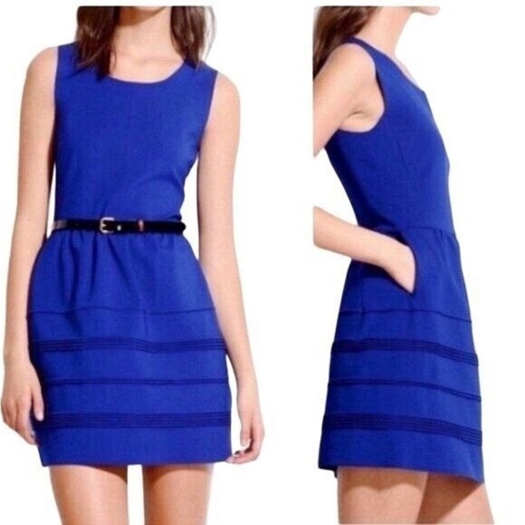Madewell Silhouette Ponte Sleeveless Mini Dress M Cobalt Blue - Picture 3 of 12